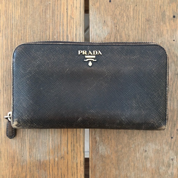Prada Handbags - Prada Distressed Saffiano Continental Wallet